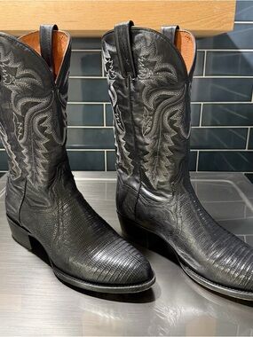 Dan Post Black Winston Lizard Cowboy Boot